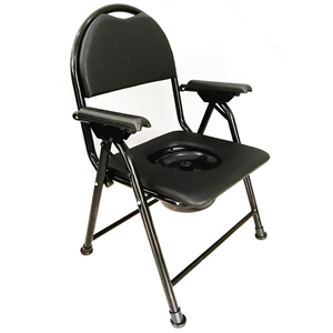 เก้าอี้นั่งถ่ายสีดำ Foldable Commode Chair 
